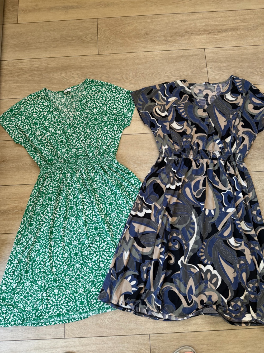 Reitmans Green Floral & Navy Patterned Midi Dresses - Duo